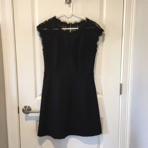 DVF Black Knee Length Dress w/ Lace